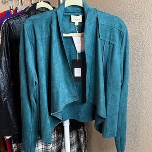 Winter Green Faux Suede moto Jacket